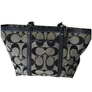 Coach Y2K tote monogram signature Jacquard  black/gray old money